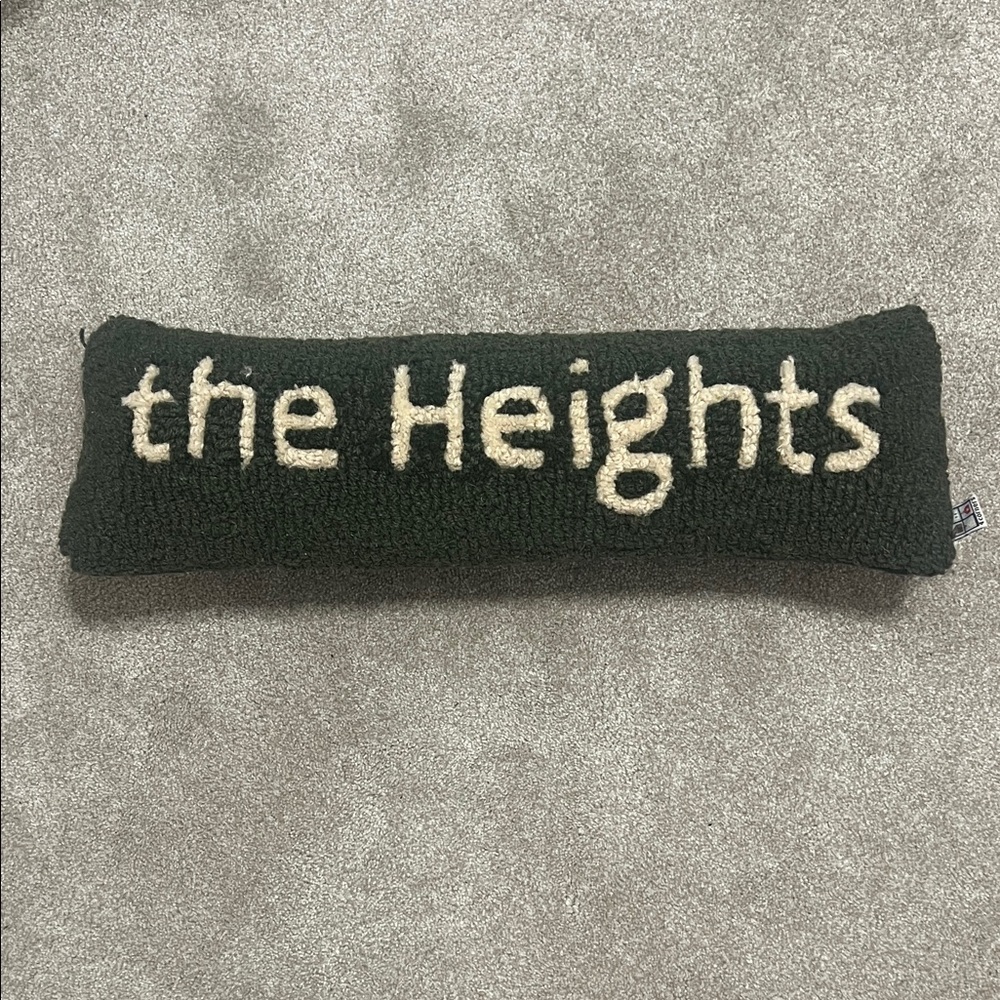The Heights Green and Cream Hooked Decorative Pillow